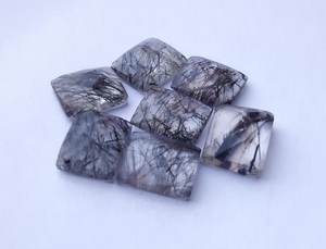 พลอยรูไทล์สีดำธรรมชาติ รูปทรงสี่เหลี่ยมผืนผ้า แบบตัดเช็คเกอร์ ขนาดปรับเทียบแล้ว สำหรับทำเครื่องประดับ - Product Image 6