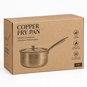 Casserole en laiton martelé artisanal avec couvercle, poignée longue, pot à sauce, ustensile de cuisine traditionnel indien - Product Image 5