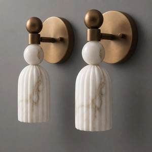 Applique murale moderne en marbre avec support en laiton, décoration intérieure pour salle de bain, design rond - Product Image 5