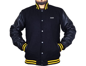 Chaquetas Varsity Personalizadas de Alta Calidad con Mangas de Cuero, Cuello Alto, Bordado Frontal, Transpirables y Resistentes al Viento para Hombre - Product Image 2