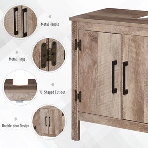 Mobiletto da Bagno Moderno in Legno/MDF con Doppia Anta per Casa/Hotel/Soggiorno, Stile Barnwood - Product Image 5