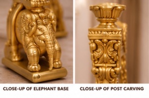 Majestic Look Hand Carved Maharaja <b>Swing</b> Luxury Palace Style Teak Wood Jhula Traditional Golden Indoor <b>Swing</b> <b>For</b> Big Mansion - Product Image 2