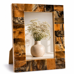 Modern Resin Photo <b>Frame</b> Rectangular Brown <b>White</b> Diagonal Stripe Design Tabletop Vertical Display <b>Picture</b> <b>Frame</b> - Product Image 6