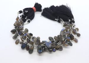 Cuentas de Labradorita Brillante con Corte de Pera Liso y Taladrado Lateral, 7x10MM, Hilo de Labradorita Lisa de 7 Pulgadas - Product Image 2