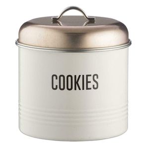 Retro Off-Whites Metal Cookie Jar with Airtight Stainless Steel <b>Lid</b> Vintage Farmhouse Style Biscuit Storage Tin Kitchenware Jars - Product Image 1