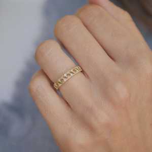 Bagues de mariage en diamant 4 mm de large en or massif 14 carats, motif floral vintage, taille ronde, diamants de laboratoire, empilables, minimalistes, modernes, de luxe, prix d'usine - Product Image 6