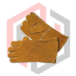 Guantes de Soldadura de Piel de Vacuno Reforzados con Costuras, Protección Anti-Impactos en el Pulgar, Resistentes al Calor y a Desgarros, Puño Plano - Product Image 4