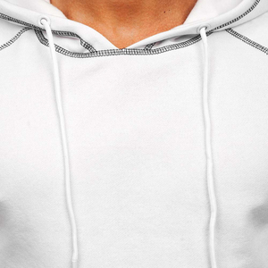Sweat-shirt à capuche blanc pour homme, 100 % coton molletonné, coupe classique, couleur unie, tricoté, teint uni, avec poches, idéal pour l'automne - Product Image 4