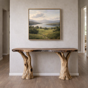 Handmade Natural Solid Wood <b>Table</b> Modern Home Living Room Entrance <b>Table</b> Curved Solid Wood <b>Console</b> <b>Table</b> Best Price - Product Image 1