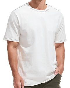 Men's White Cotton Short Sleeve T-Shirt Regular Fit O-Neck Casual Knitted Front Logo 180g Solid Eco-Friendly <b>Blank</b> Design - Product Image 2