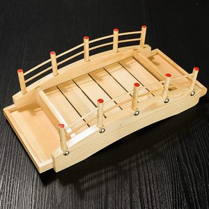 Plateau de service en bois japonais pour sushis, plateau en bambou naturel pour sushis, pour la décoration de table de restaurant, vente en gros - Product Image 2