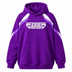 Sudadera con Capucha Casual para Hombre, Talla Grande, Felpa de Alta Calidad, Diseño con Estampado Frontal Morado, Bolsillos, Ropa de Invierno, Manga Larga Raglán - Product Image 1
