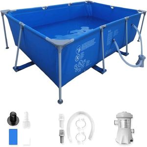Portable Easy Set Rectangular Swimming Pool with Metal Frame for Families Above Ground - Product Image 1