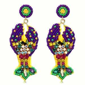 Boucles d'oreilles bohèmes en forme d'animal avec perles et strass en cristal pour femmes, bijoux de fête, plaqué or, alliage de zinc - Product Image 1