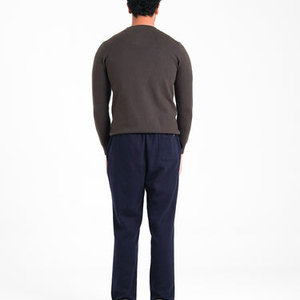 Pull en tricot pour homme, manches longues, rayé, coupe classique, col rond, logo sur le devant, ODM - Product Image 2