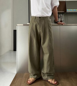 Pantalon décontracté pour homme taille mi-haute 100% coton léger coupe droite avec braguette zippée respirant écologique poches latérales - Product Image 1