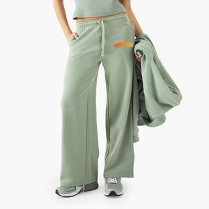 Pantalon de survêtement d'hiver pour femme, couleur unie, devant plat, coupe ample, décontracté, pour la gym et le sport, 100 % haute qualité - Product Image 1