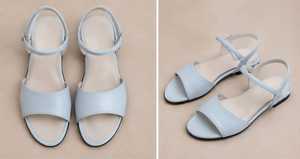 Light Blue PU Flat Sandals Open Toe With <b>Back</b> Strap Slip-On Elegant Summer Style - Product Image 5