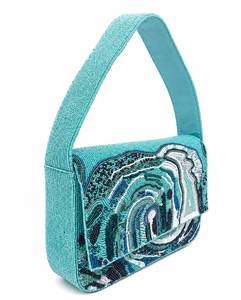 Bolso de Hombro Bohemio con Cuentas y Bordado, Asa Única, Patrón Azul Turquesa, para Uso Diario en Todas las Estaciones - Product Image 2