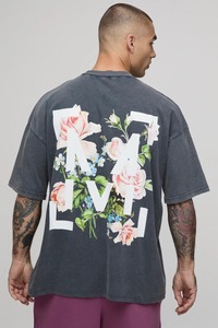 Camiseta Oversize de Algodón para Hombre con Hombros Caídos, Estampado Gráfico en el Pecho, Manga Corta, Estilo Casual Urbano, Ajuste Holgado - Product Image 3