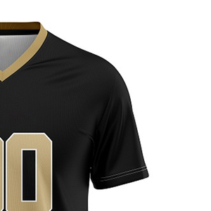 Jersey de Fútbol Americano Negro Personalizado para Hombre, Cuello en V, Manga Corta, Absorbe la Humedad, Uniforme de Equipo, OEM, ODM, Jersey Deportivo Personalizado - Product Image 2