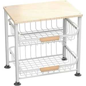 Chariot de bar roulant ovale à 3 niveaux en bois, chariot de service industriel en métal grillagé, chariot mobile pour boissons et vin avec poignées - Product Image 3