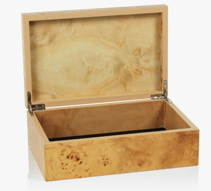 Caja de Joyería de Madera Hecha a Mano con Acabado Brillante, Chapa de Madera de Burl, Caja de Almacenamiento Rectangular Grande con Bisagras para Relojes - Product Image 6