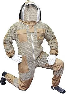 Traje de apicultura de 3 capas con velo protector y un par de guantes ventilados a prueba de picaduras para apicultores - Product Image 2