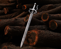 Épée de rapier artisanale en acier Damas LEGACY BLADES avec garde et poignée en métal à motifs complexes