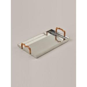 <b>Mirror</b> Polish Metal Serving Tray With Handles Oval Shape Dishwasher Safe Eco Friendly Trays Stainless Steel Modern Tray Decor - Product Image 3