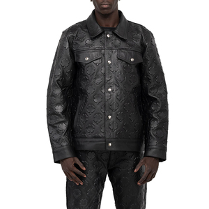 Conjunto Deportivo de Cuero Repujado para Hombre, Estilo Urbano, con Botones en el Cuello, Poliéster Grueso, para Invierno - Product Image 3