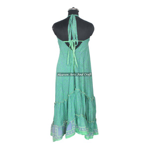 Vestido de Seda Vintage Estilo Playa para Mujer, Vestido de Noche Bohemio Hecho a Mano, Elegante, Largo y sin Mangas, para Cenas - Product Image 6