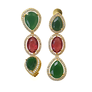 Laxmi Jewellers Emerald Crystal Drop <b>Earrings</b> 18K Gold Plated Women's Fashion Jewelry Bridal Wedding Dangle <b>Earrings</b> - Product Image 5