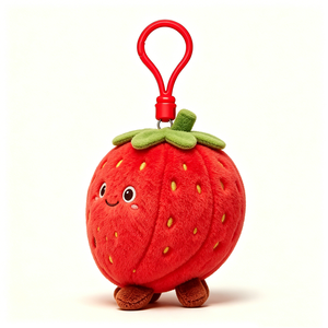 Lindo dije de fresa roja sonriente, clip de peluche kawaii para bolso, mini juguete de fresa de peluche antropomórfico - Product Image 1