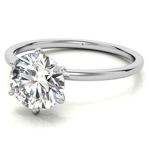 Anillo de Moissanita de Corte Redondo, Plata de Ley 925, Chapado en Oro Blanco, Clásico, para Compromiso, Boda, Promesa, Aniversario, Regalo para Ella - Product Image 3