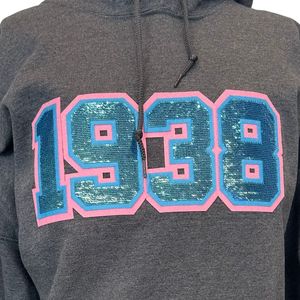 Sudadera con Capucha Gris de Lentejuelas 1938, Sudadera de Algodón Suave, Sudadera con Capucha de Manga Larga, Ropa Casual de Moda para Uso Diario - Product Image 3