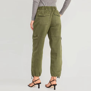 Pantalon cargo ample en coton mélangé pour femme, taille élastique, style streetwear hiver, jambe large, imperméable et coupe-vent pour le jogging en extérieur - Product Image 4