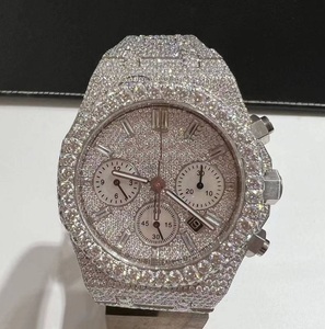 DAZZLING JEWELS นาฬิกาหรูหราสำหรับทุกเพศ สีขาวทอง สแตนเลสสตีล ประดับเพชร ขนาด 42 มม. ระบบอนาล็อก กลไกอัตโนมัติ กระจกแซฟไฟร์คุณภาพสูง - Product Image 5