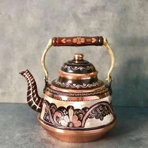 Hammered Copper Tea <b>Kettle</b> Vintage Metal Teapot <b>Wooden</b> Handle Heat Resistant <b>Stove</b> Top <b>Kettle</b> Classic Kitchenware - Product Image 6