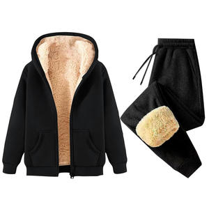 Women's Winter 2-Piece <b>Set</b> Thermal Zip-Up Hooded Cardigan Jacket Solid Patchwork <b>Tie</b>-<b>Dye</b> Jogger Sweatpants Casual Outfits - Product Image 5
