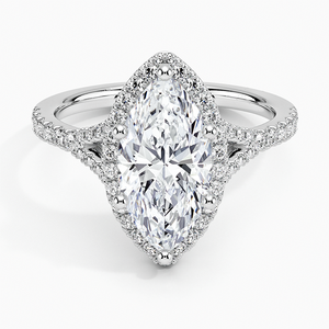 Anillo BOJ 0104 con Corte Marquesa, Plata 925, Engaste de Puntas con Halo, Anillo Solitario con Diamante de 2ct, Color D, VVS1, Moissanita Certificada por GRA - Product Image 1