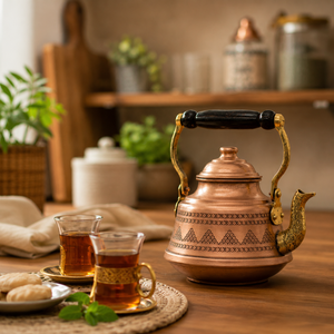 Handcrafted Pure Copper <b>Tea</b> Kettle With Brass Spout Wooden Handle Vintage Home Hotel Decor Kitchen Serving Pot Wholesale - Product Image 5