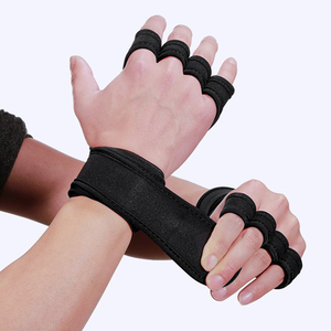 Gants de sport demi-doigts violets avec support de poignet, respirants, en Spandex et Polyester, robustes, écologiques, pour la musculation, unisexe, fermeture auto-agrippante - Product Image 1