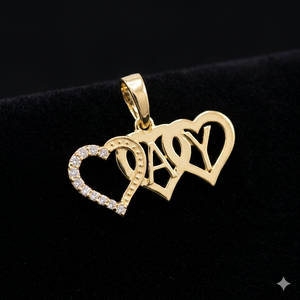 Custom 10K <b>Gold</b> Initial Alphabet <b>Pendant</b> Triple Heart Shape Iced Natural Diamond for Romantic Valentine's Day Anniversary Gifts - Product Image 1