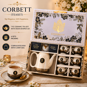 Ensemble de thé en céramique Corbett avec logo personnalisé, design classique de luxe, multicolore, boîte cadeau, 7 pièces, sac de transport en PVC imprimé, nouveauté pour les fêtes - Product Image 1