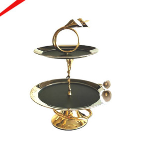 Fabulous Design 2 Tier Metal Cake Stand With Decorative Leaf Branch Design Hammered Finish Serving <b>Cup</b> Cake Stand For Parties - Product Image 1