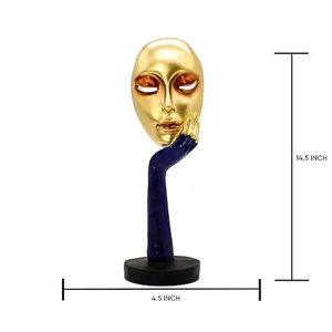 Estatua Artística de Mujer Pensando, Escultura Abstracta de Rostro Dorado, Figura de Resina, Decoración para el Hogar - Product Image 3