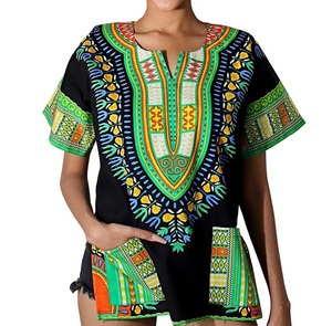 Chemise Dashiki Africaine pour Homme en Coton Respirant, Imprimé Géométrique, Manches Courtes, Couleurs Blanc, Rose et Noir, Style Décontracté d'Été - Product Image 3