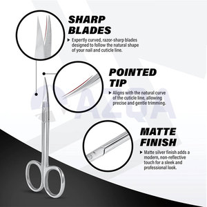 Kit de soin des ongles en acier inoxydable de qualité supérieure avec pince à cuticules, ciseaux, repousse-cuticules et outils de nettoyage pour la manucure - Product Image 4