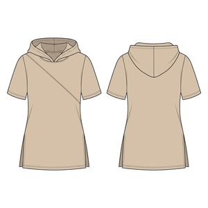 Women's Short Sleeve Hooded Layering <b>Top</b> Athleisure Fitted Shirt OEM - Product Image 2
